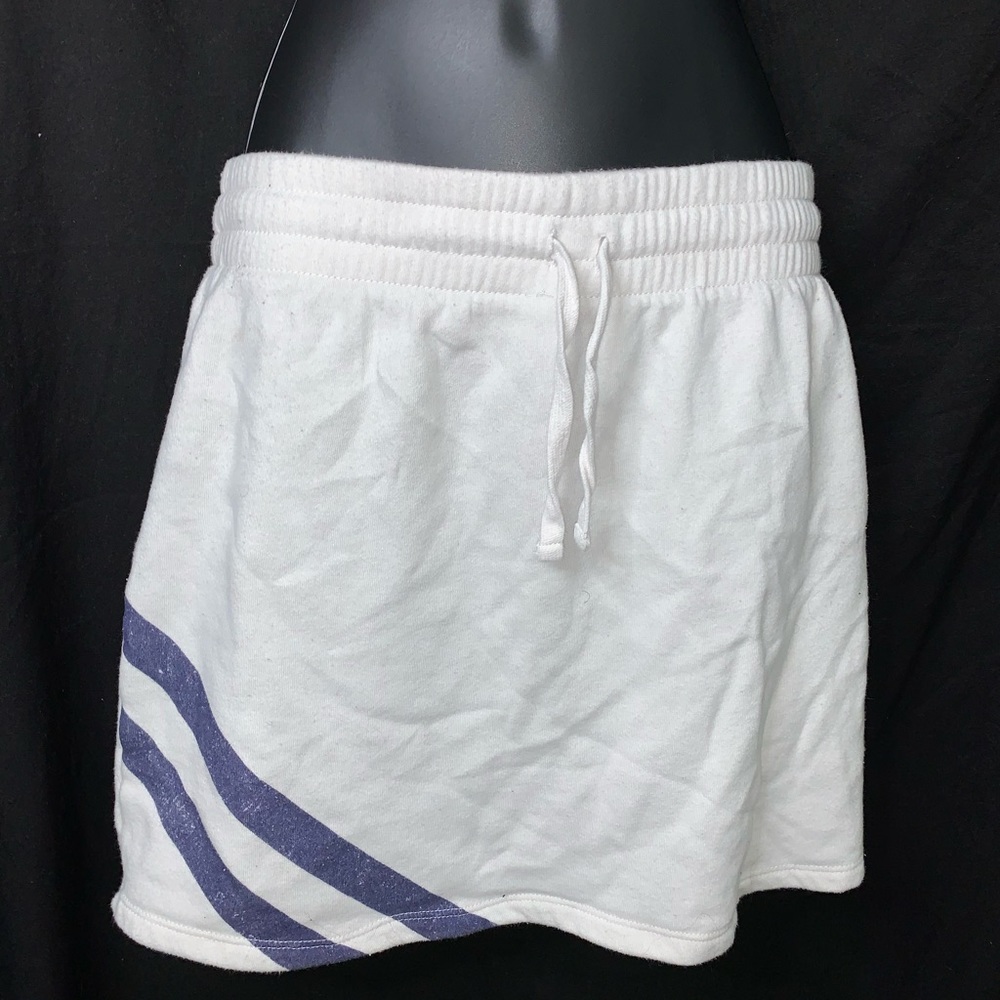 White & Navy Blue Cotton Skirt with drawstring
